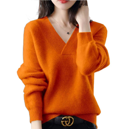 Solid Color Collar Sweater Women's Loose Slimming