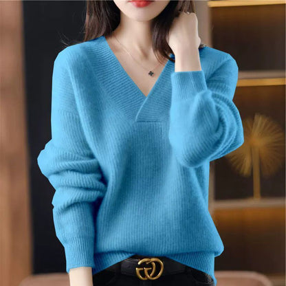 Solid Color Collar Sweater Women's Loose Slimming